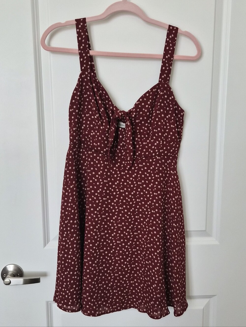 Cloud Sky Burgundy Floral Fit & Flare Mini Dress Size Medium